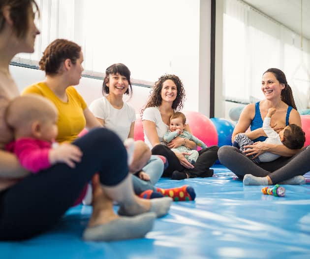 Group of mothers at a baby class